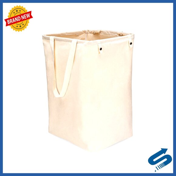 Collapsible Organic Cotton Laundry Hamper Tall Standing Basket with Handles